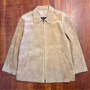 Vintage Terry Lewis ‘90s Hippie Boho Brown Tan Genuine Leather Zip Up Jacket L